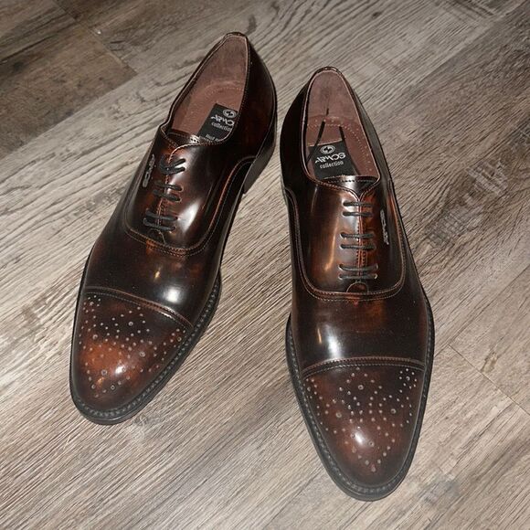 ARMOS Brown Handmade Leather Cap Toe Oxford Dress Shoes Size 40 NWOB - Picture 1 of 5